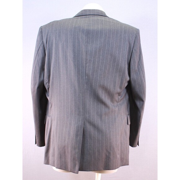 Jos A Bank Black Striped Wool 2 Piece Suit Men's 2 Btn 46L Pleated Fronts 39" W - Picture 6 of 13